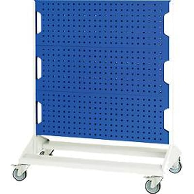 Verrijdbaar Perfo Rack systeem, 6 geperforeerde panelen, B 1000 x D 550 x H 1250 mm, staal, lichtgrijs RAL 7035/ gentiaanblauw RAL 5010