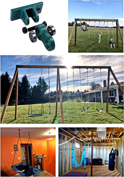 Schommel Hangers - Veranda Haken - Buiten Spelen - Roestvrij Aluminium - 4 Stuks - Brons