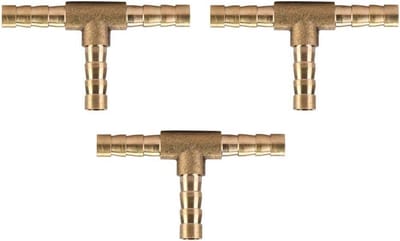 Ronte - T-stuk van messing 5 stuks voor lucht water olie gas - diverse maten (6 mm) optimalisatie tuinslang kraanaansluiting