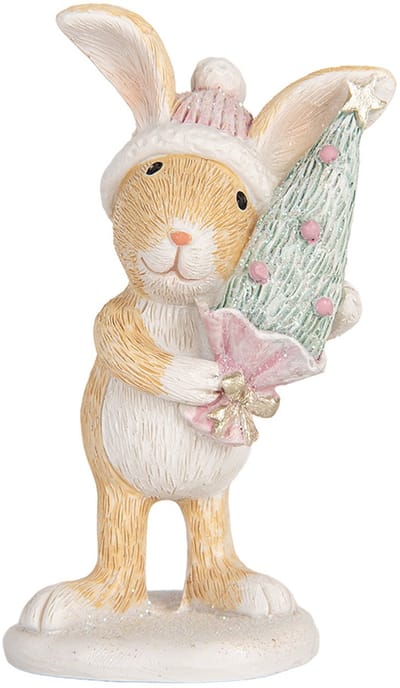 Clayre & Eef Kerstdecoratie Beeld Konijn 5x5x10 cm Bruin Kunststof