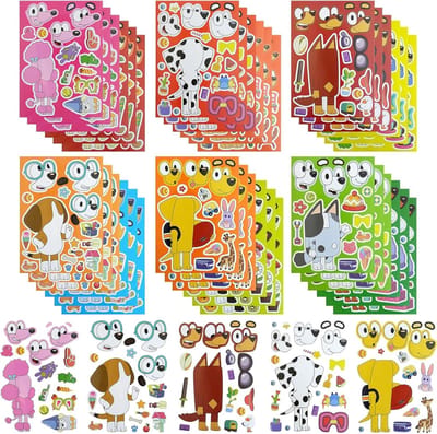 36 Stuks Make Face Stickers voor Kinderen, DIY Stickers voor Feestdecoraties, Creatieve Knutselset voor Verjaardagsfeestjes
