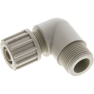16x10mm & G3/4'' PP L-Vorm Knelfitting Buitendraad 10bar Kunststof en Polyamide