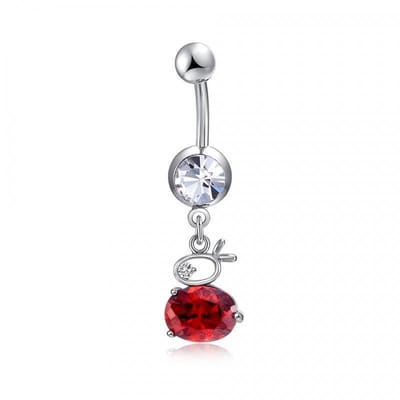 Aramat Jewels | Navelpiercings | Zilveren Konijntje Navelpiercing met Zirkonia | | | |8mm | Staal | Volwassenen | Verkleurd niet