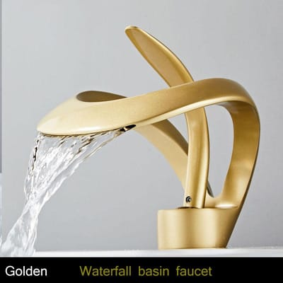 Gouden/witte badkamerkraan Zwarte badkamerkraan Messing creatieve grijze wastafelmengkraan Warme en koude waterval wastafelkraan