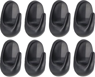 Tendance Plakhaakjes - 3 x 2 x 4,5 cm - Zelfklevende ophang haakjes - 8x stuks - kunststof - zwart - keuken/badkamer haken