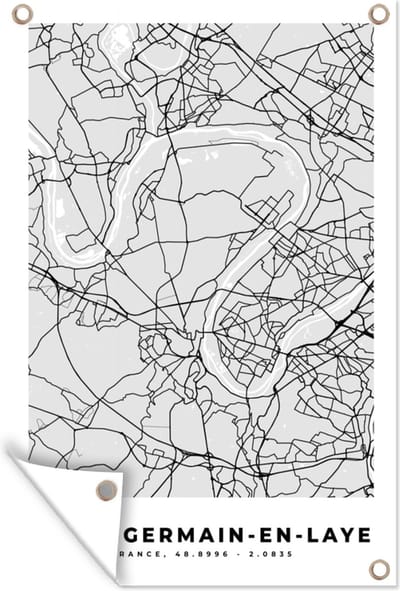 Muurdecoratie Stadskaart – Frankrijk – Kaart – Saint-Germain-en-Laye – Plattegrond - 120x180 cm - Tuinposter - Tuindoek