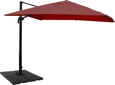 Zweefparasol MCW-A96, parasol, 3x4m (Ø5m) polyester/aluminium 26kg ~ bordeaux met voet