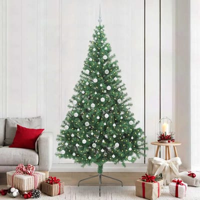 vidaXL - Kunststof - Voorverlichte - Kerstboom - met - 300 - LED - Groen - 240 - cm - PVC