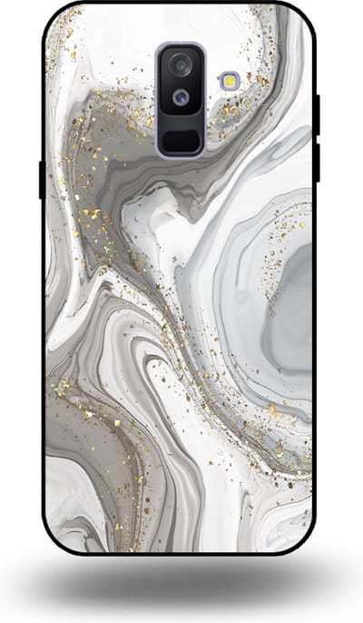 Smartphonica Telefoonhoesje geschikt voor Samsung Galaxy A6 Plus 2018 met marmer opdruk - TPU backcover case marble design - Zilver geschikt voor Samsung Galaxy A6 Plus 2018