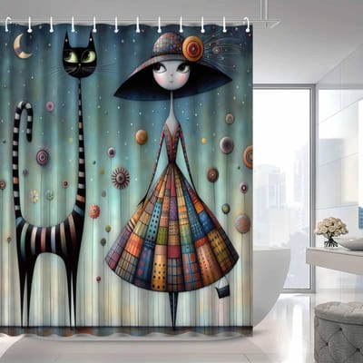 Sneldrogend Makkelijk Schoon te Maken Douchegordijn Met Haken Waterdicht Anti-schimmel Schattige Stijl Meervoudig Gebruik Voor Douchebak Privacy Bescherming 150x180cm