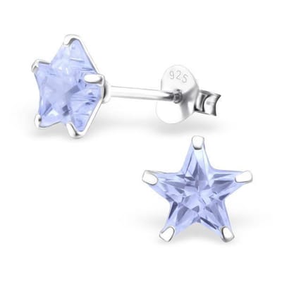 Aramat Jewels | Oorbellen | Zilveren Zirkonia Ster Oorstekers – Meerdere Kleuren & Maten 925 Zilver | 7mm / Lila | | | Zilver | Kinderen, Volwassenen | Verkleurd niet