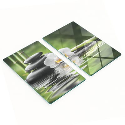 Glazen snijplanken met orchidee- en zenmotief, 2x30x52 cm