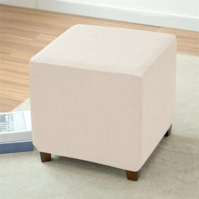1 ST Polair Fleece Poefhoes Effen Kleur Vierkante Voetenbankhoes Stretch All-inclusive Voetensteun Beschermhoes Home el Decor