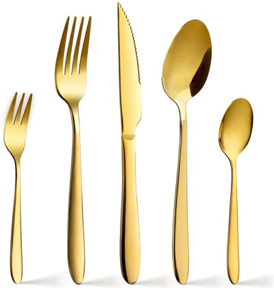 Unyqoos® Gouden Bestekset voor 6 Personen van Hoogwaardig Roestvrij Staal