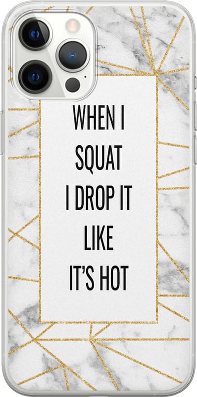 Leuke Telefoonhoesjes - Hoesje geschikt voor iPhone 12 Pro Max - Fitness quote squats - Soft case - TPU - Tekst - Grijs