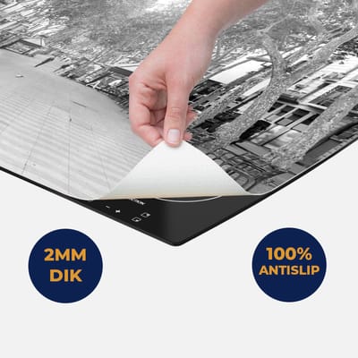 Chefcare Inductie Beschermer De Ramblas Straat in Barcelona - Zwart Wit - 60x50 cm - Afdekplaat Inductie - Kookplaat Beschermer - Inductie Mat