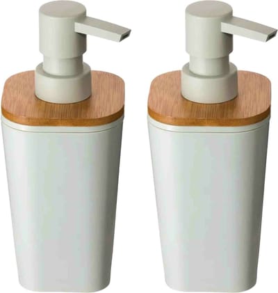 5Five Zeeppompje/zeepdispenser - 2x - polyresin - wit - 300 ml - navulbaar - toilet/badkamer/keuken