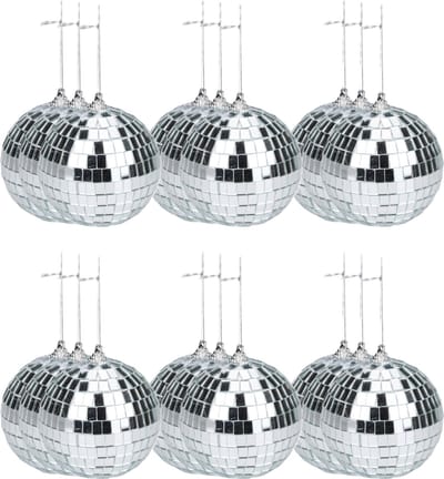 Articasa Disco kerstballen - 24x st - zilver - D6 cm - kunststof - discobol - spiegelbol - discobal