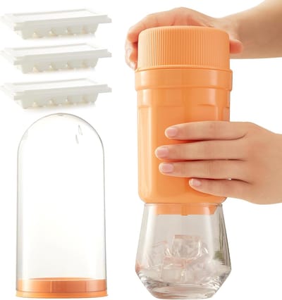 OUTARO-Set van 3 Oranje IJsblokjesvormen – Draaibare Vorm – Gemakkelijk Los Te Maken – 10 Blokjes Per Stuk – Voor Dranken, Cocktails & IJskoffie