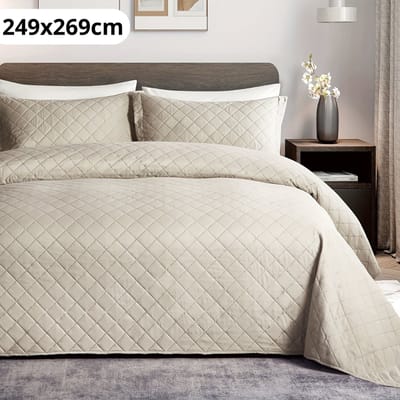 Bovista Zacht Dekbed - Beddengoed - Dekbedovertrek - Inclusief 2x Kussensloop - 249x269cm - Beige