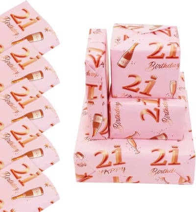 Solidchoice - Inpakpapier voor 21e Verjaardag, 5 Vellen Roségoud en Roze