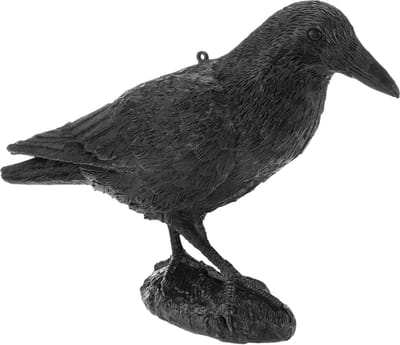 PrimeMatik - Vogelverschrikker beeldtype kraai staand 16 x 50 cm
