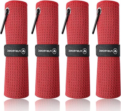 Golfhanddoeken - Sportdoeken - Club Schoonmaken - Met Clip - 40x40 cm - Rood