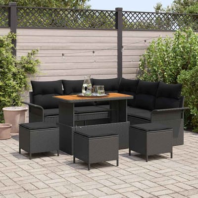 vidaXL - Tuinbank - Set - 9 - st - 8-Aantal - zitplaatsen - Zwart