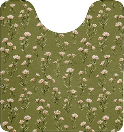 WC mat met uitsparing 55x60 cm - Antislip - Landelijk - Bloemen - Groen - Toiletmat met uitsnijding - Vloermat - Douchemat - Toilet tapijt - Toiletmatten