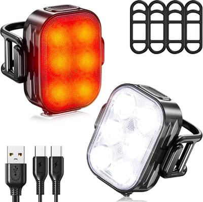Oplaadbare Fietslampjes Set - Led Voorlicht en Achterlicht met USB-C - Fietsverlichting voor Veilig Fietsen