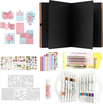 Opvouwbaar Fotoalbum - Herinneringsboek Accordeon - Herinneringen Vastleggen - Uittrekbare Vouwstructuur - 314 x 243 x 76 cm - Zwart Bruin