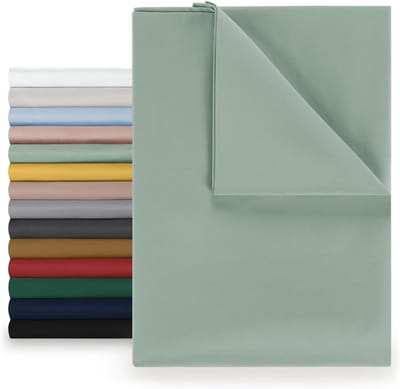 - Laken voor tweepersoonsbed, 220 x 275 cm, onderhoudsvriendelijke microvezel, zachte stof, zonder elastiek - zomergroen
