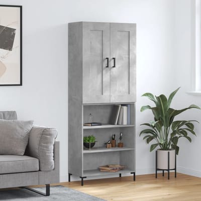 vidaXL - Hoge - kast - 69,5x34x180 - cm - bewerkt - hout - betongrijs