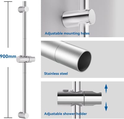Auralum Max Glijstang - 90 cm - Verstelbaar - Universal Douchestang - Douche Glijstang - Ronde wandvoet - Chroom