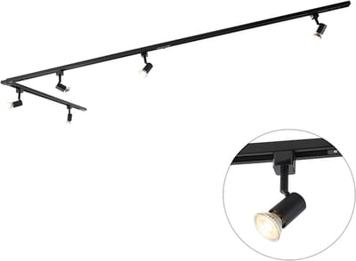 QAZQA jeany - Moderne Spot railsysteem verlichting, railverlichting geschikt voor led - 5 lichts - L 3000 mm - Zwart - Woonkamer