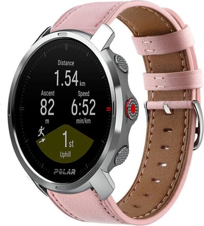 Strap-it Leren smartwatch bandje - geschikt voor Polar Grit X / Grit X Pro / Vantage M / M2 / M3 / V3 - roze