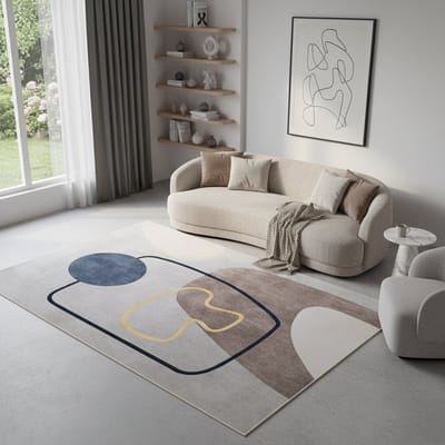 Tapiso Nora Vloerkleed Modern Grijs Bruin Geometrisch Ontwerp Vlekbestendig Antislip Laagpolig Tapijt voor Woonkamer Slaapkamer Eetkamer Hal Easy-Care & OEKO TEX - 80x150