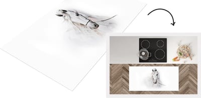 Keukenloper - Loper keuken - Paard - Waterverf - Hoofdstel - 120x60 cm - Keukenloper vinyl
