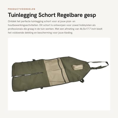 Dailygoods- Tuinschort Regelbare Gesp - Tuinleggingschort - Beenbescherming - Opbergzakken - Geschikt voor Houtbewerking - Effectieve Dekking