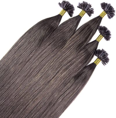 hair2heart Premium Extensions Echt haar Bondings glad - 25 strengen 0,8 g 40 cm 6/0 donkerblond