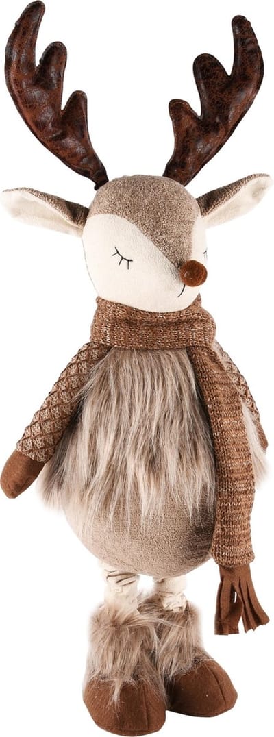 Dekoratief | Pop rendier uitrekbaar, bruin/beige, stof, 23x17x96cm | A245214