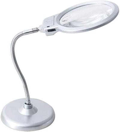 Vergrootglas met standaard - Leesloep bureau - Hobby inspectie lezen - Verstelbare zwenkarm - 2x 5x vergroting - Zwart