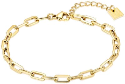 Twice As Nice Armband in goudkleurig edelstaal, ovale schakels 8 mm 15cm+3cm