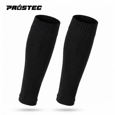 Prostec Voetbalsokken Zonder Voet - Sok Sleeve - Met Grip - 40-46 - Zwart
