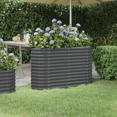 vidaXL - Plantenbak - 114x40x68 - cm - gegalvaniseerd - staal - antracietkleurig