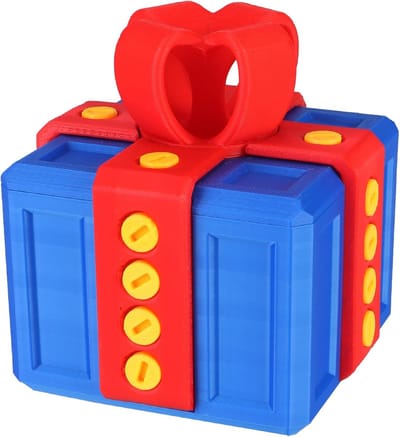Schattige schroefgeschenkdoos, schattige schroefgeschenkdoos, spaarpotgeschenkdoos, creatieve spaarpotgeschenkdoos, 3D-geprinte geschenkdoos (blauwe doos + rode strik + gouden schroef) 8*8 cm