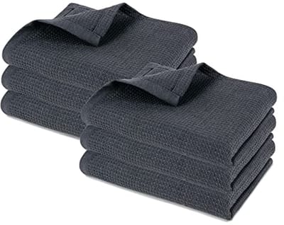 Wafelweave theedoeken - Super absorberende en sneldrogende katoenen handdoeken (Pack van 6, 45x70cm)