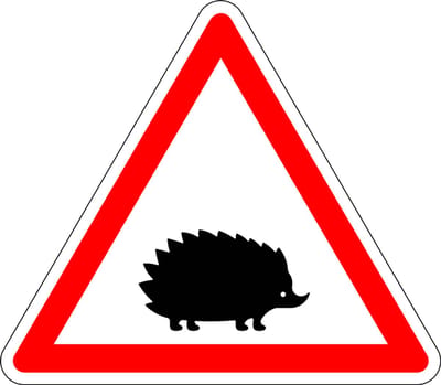 Pas op overstekende egels bord - kunststof 100 mm