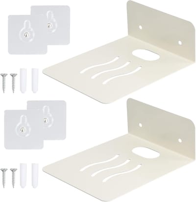 Kleine Witte Planken van RVS, 15.5 cm, Makkelijk Te Bevestigen zonder Boren, Ideaal voor Woonkamer, Badkamer, Keuken en Kantoor met Stickers en Schroeven