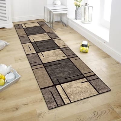 SnelShoppen - Modern Beige Runner Tapijt voor Hal en Keuken - Antislip, Machinewasbaar, 6mm Kort Pool, Comfortabel en Duurzaam voor Slaapkamer, Wasrui
